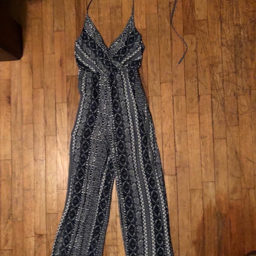 Blue backless jumpsuit